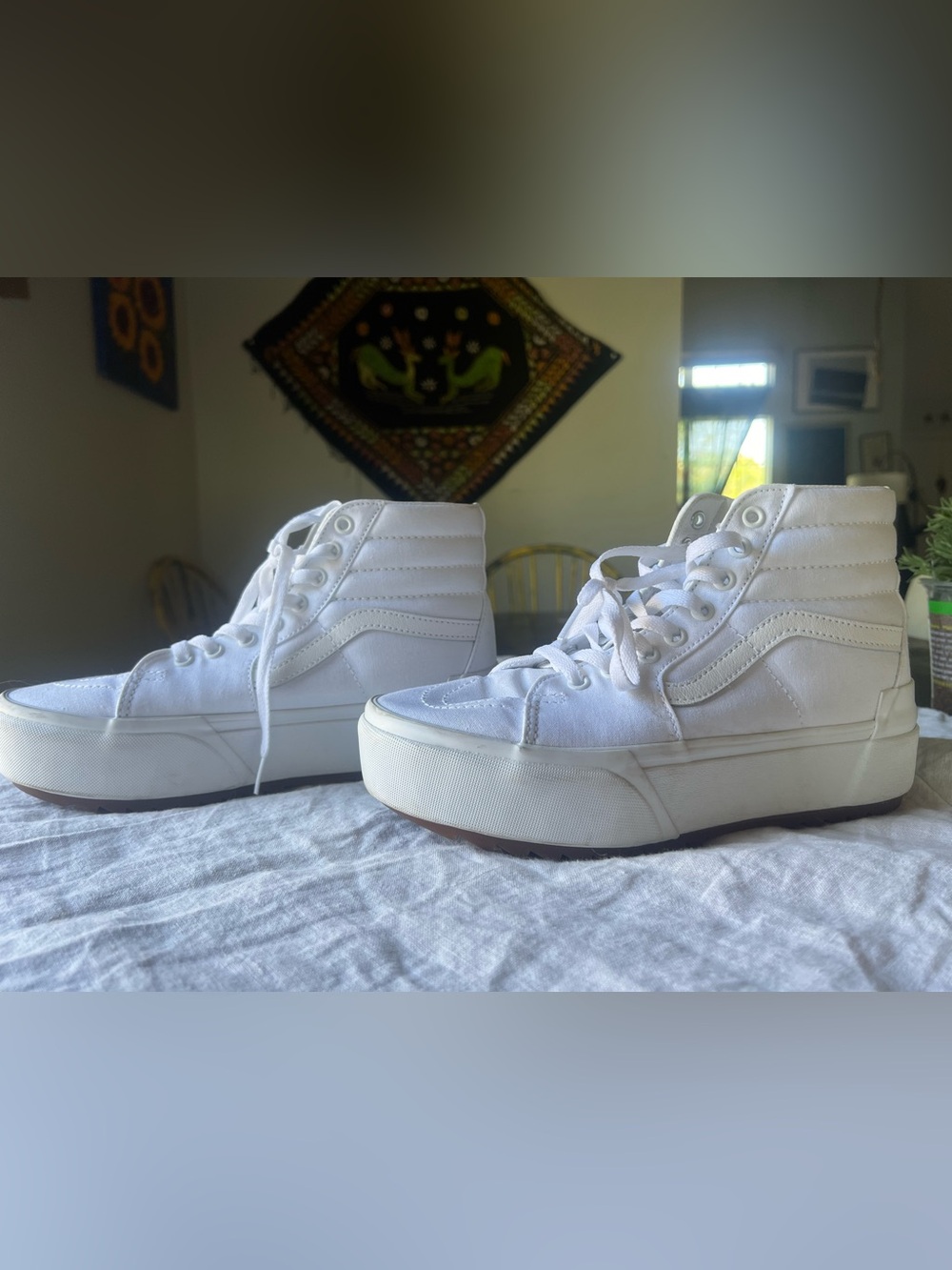 Vans White High-Top Platform Lace-Up Sneakers